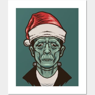 Christmas Frankenstein's Monster Illustration Posters and Art